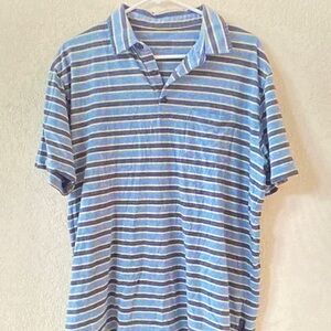 Patagonia Blue and White Striped Polo Shirt